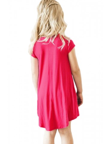 Rosy Cap Sleeve Tunic Dress for Little Girls