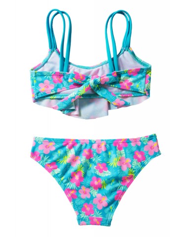 Girls’ Ruffle Flower Print Two Piece Swimsuit Set