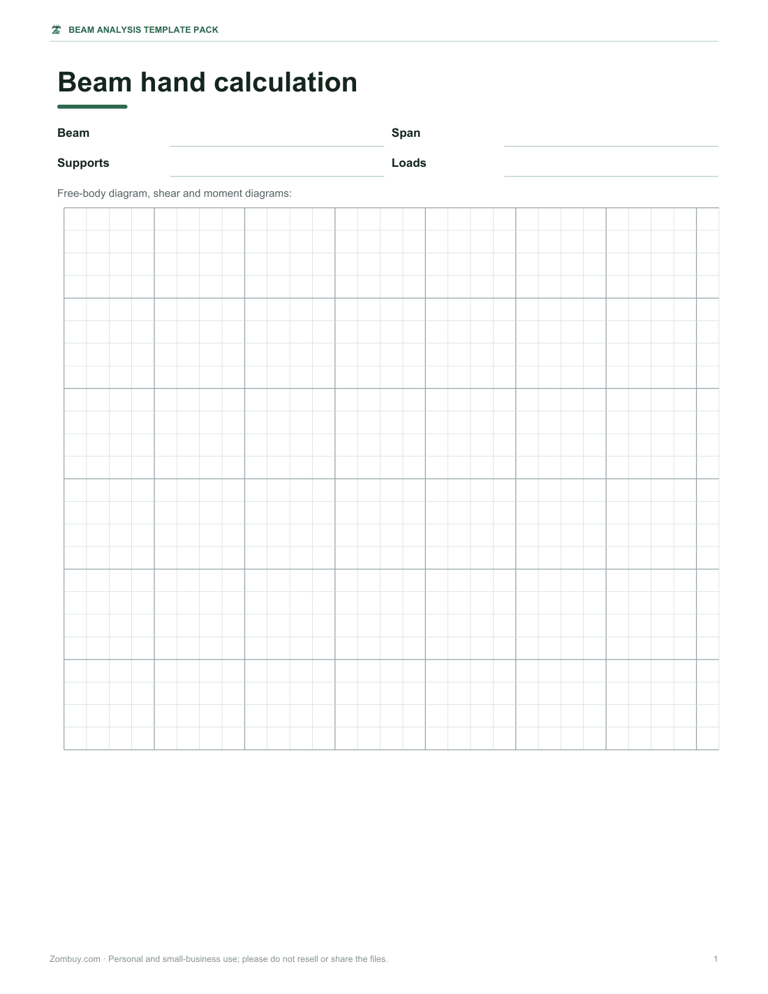 Preview of the first page of Hand-calc worksheet (PDF)
